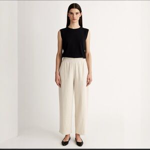 Monrow x Revolve wide leg cotton blend‎ elastic waist, ivory lounge pants Large